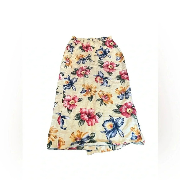 Vintage Eagle River Traders Linen Tropical Floral Wrap Skirt 10 Boho Fairycore - Picture 5 of 5